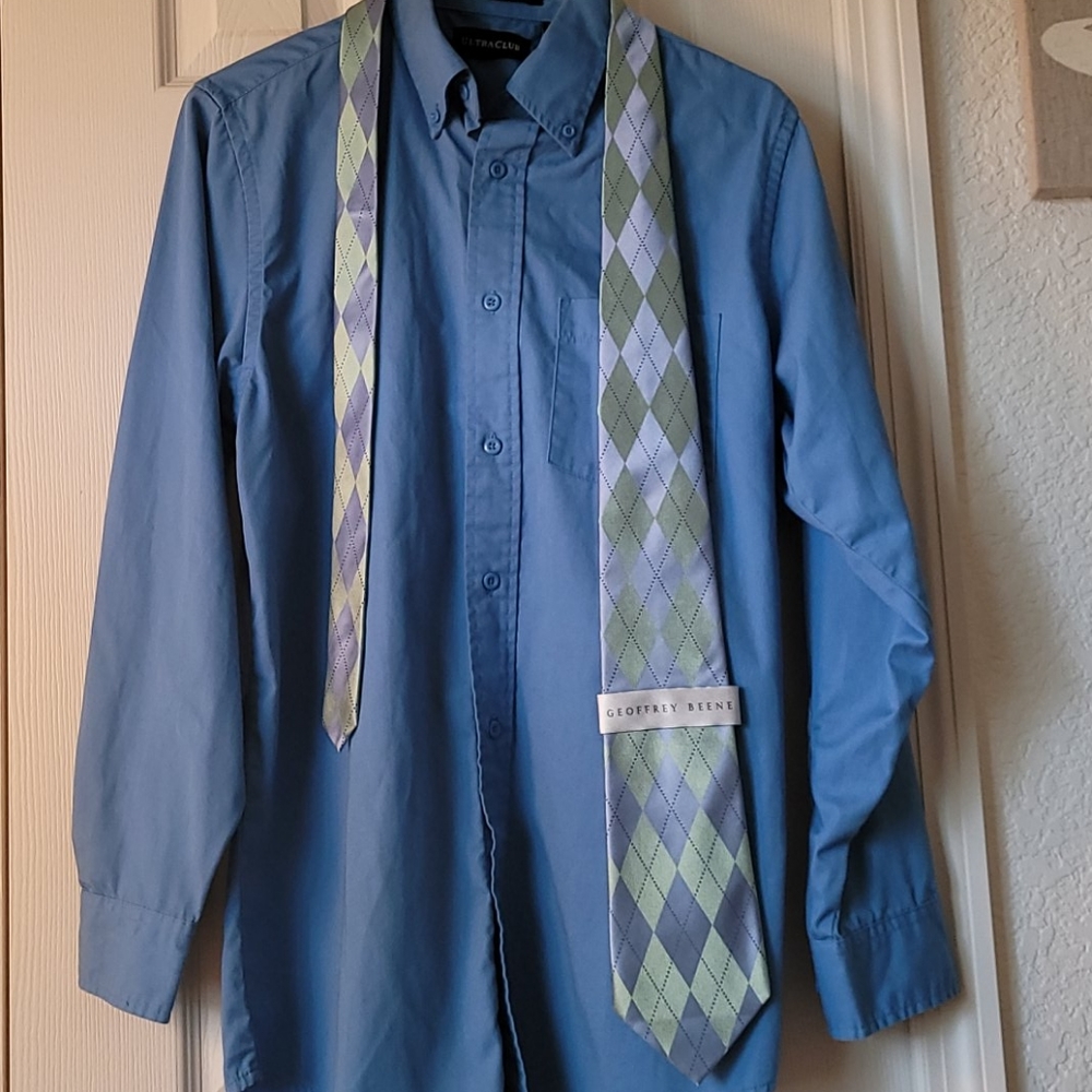 Blue men's shirt and great new tie